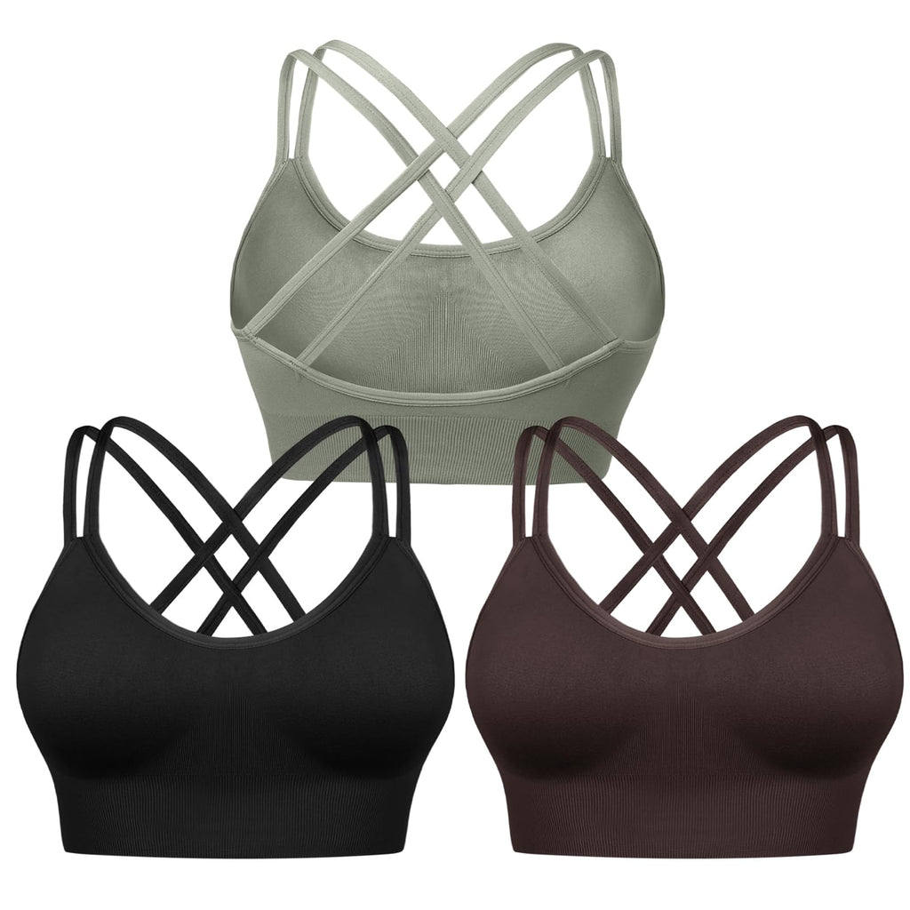 Sykooria Sports Bra Packs for Women Cross Back Padded Sport Bra Work Out Tank Top Swen in Pads