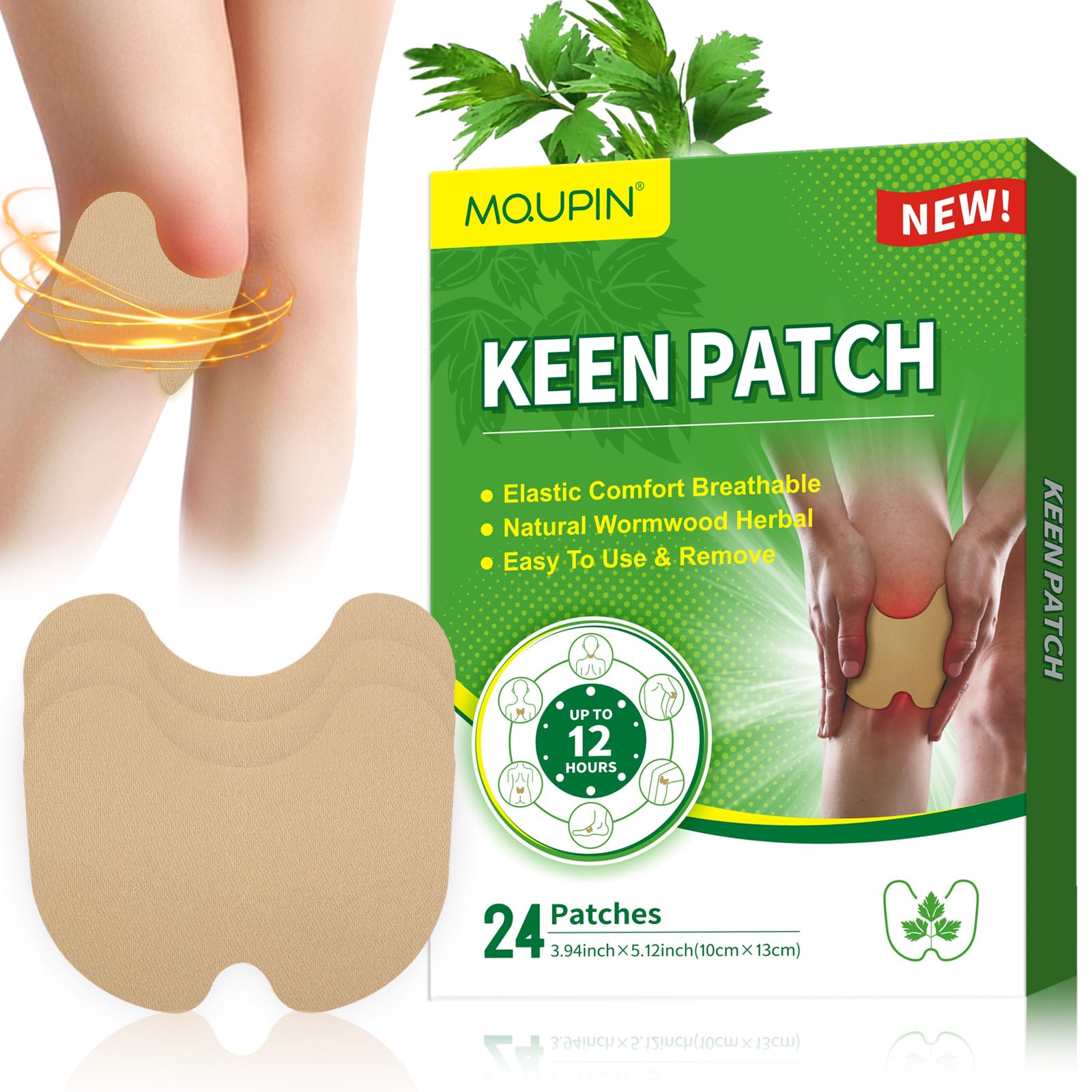 24Pcs Knee Patches Natural Kee Pain Relief Arthritis Patch Knee Patches for Pain Relief Bone on Bone for Knee Back Neck Shoulder