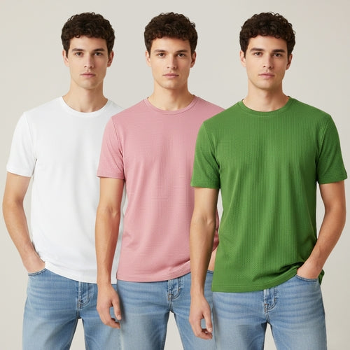 Premium Cotton Crew Neck T-Shirt for Men || Pack of 03